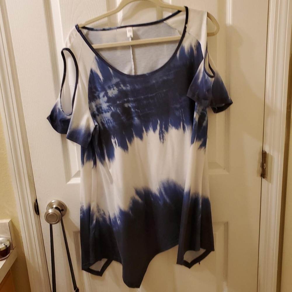 Tie Dye Cold Shoulder Shirt